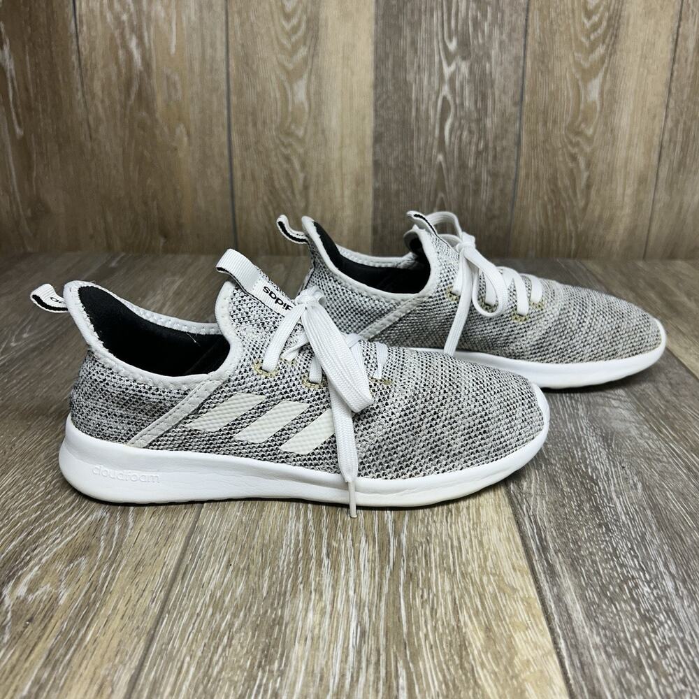 Adidas Womens US Size 6 Cloudfoam Pure DB0695 White Gray Athletic Running Shoes